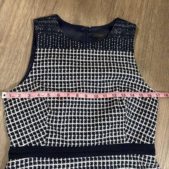 J Crew Sz 6 Navy & White Check Tweed Sleeveless Pencil Dress Knee Length Preppy - Picture 12 of 15